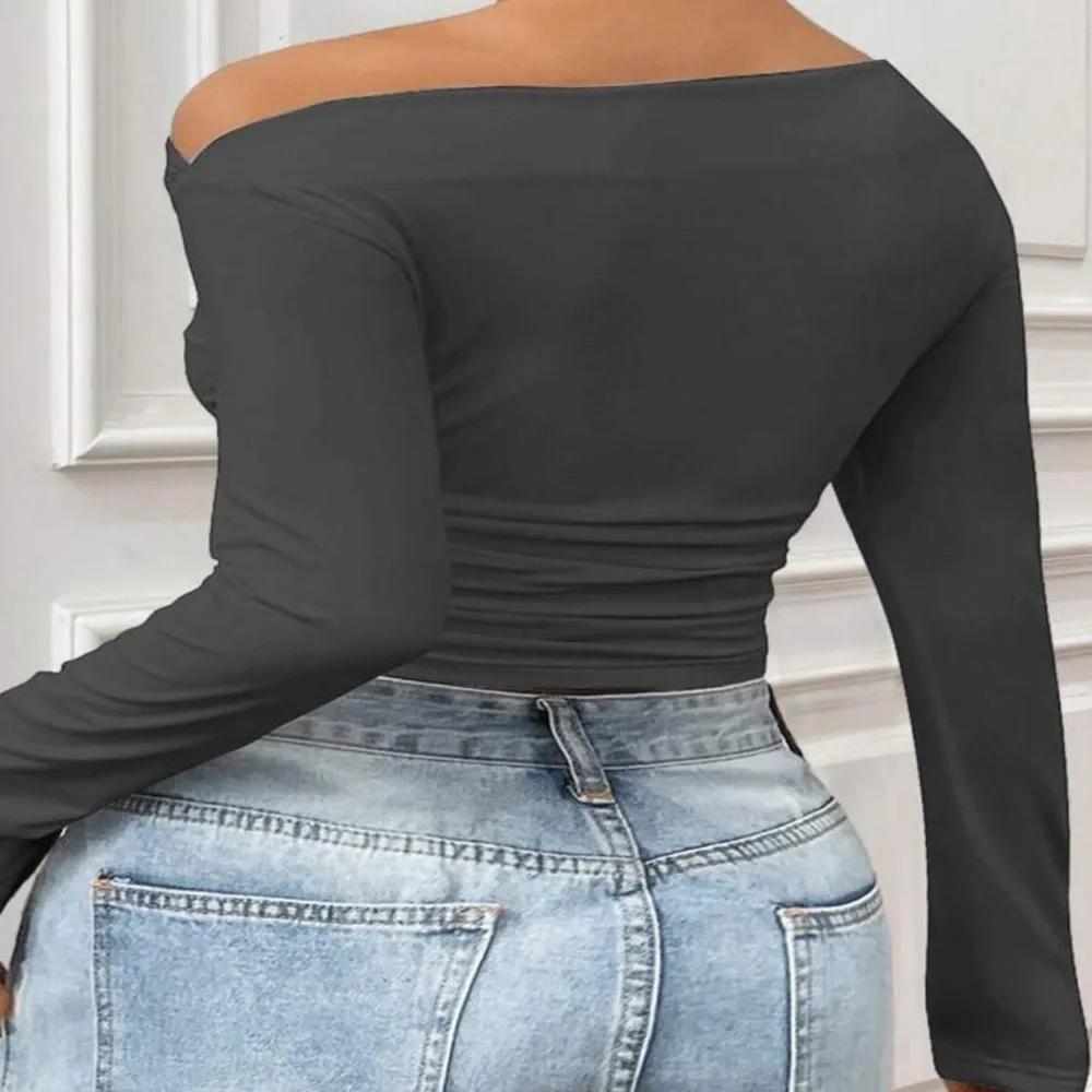 NWOT Asymmetrical Shoulder Long Sleeve T-Shirt - Picture 5 of 5